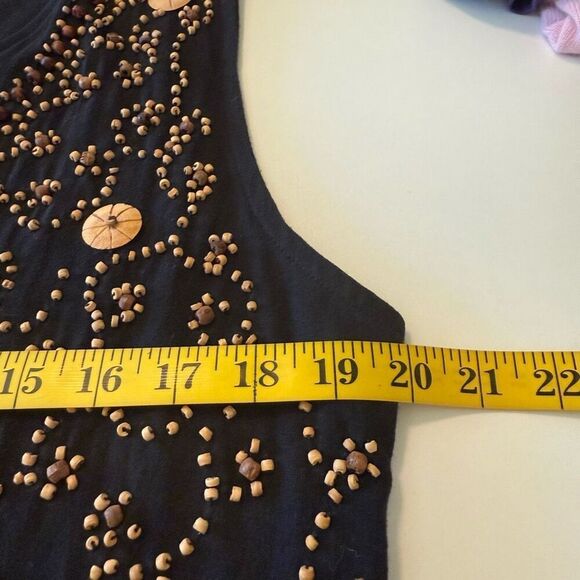 Vintage Tee-N-Tee Black Vest With Wooden Beads Sz M Boho, Cottagecore - Picture 5 of 10